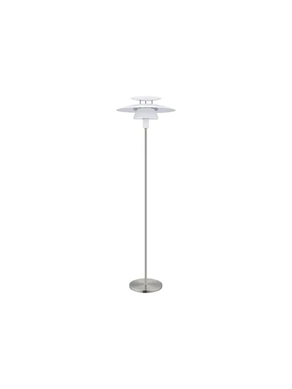Handla nu Eglo Brenda - Golvlampa - 1 uttag - E27 - vit, satinnickel