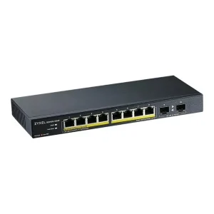 Zyxel GS1100-10HP - Switch - ohanterad - 8 x 10/100/1000 (PoE+) + 2 x Gigabit SFP - skrivbordsmodell, väggmonterbar - PoE+ (130 W) Handla nu