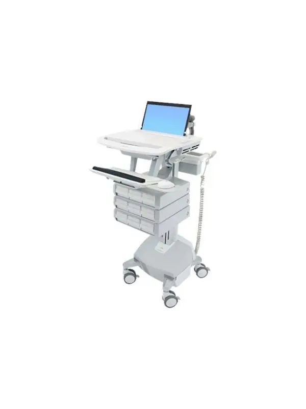 Sista chansen Ergotron StyleView - Vagn - öppen arkitektur - för notebook/tangentbord/mus - medicinsk - aluminium, zinkpläterat stål, kvalitetsplast - grå, vit, polerat aluminium - skärmstorlek 17,3 tum bred - utmatning AC 230 V - 40 Ah - litium järn fosfat - TAA-kompatibel