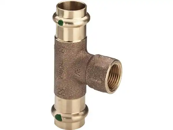 Fynd VIEGA SANPRESS tee 35 mm-1/2 af rødgods, med SC-Contur med indvendig gevind